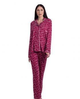 Stars pyjama - Donkerrood