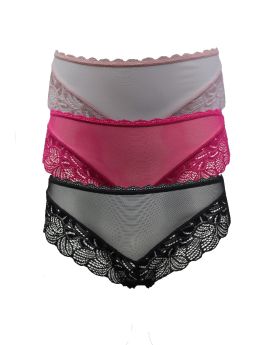 3-Pack slips - Zwart/Roze/Rood