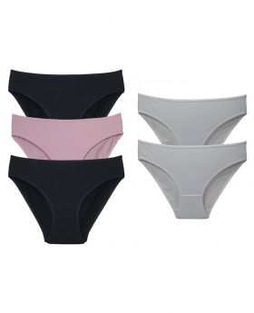 5-Pack - Slips - Zwart,Roze,Wit